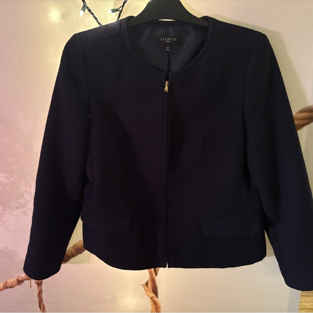 Talbots lined navy jacket